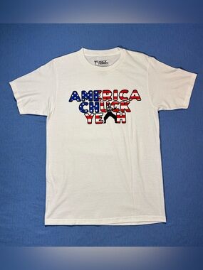 Chuck Norris America Chuck Yeah USA Flag White Size Small Graphic Tee